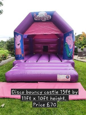 Purple Disco Bouncy Castles for children Peppa Pig theme Peppa Pig Disco Bouncy Castles with light Purple