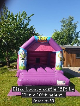 Toy Story Disco Bouncy Castles Purple for children 1Purple Disco Bouncy Castles Toy Story Theme with light