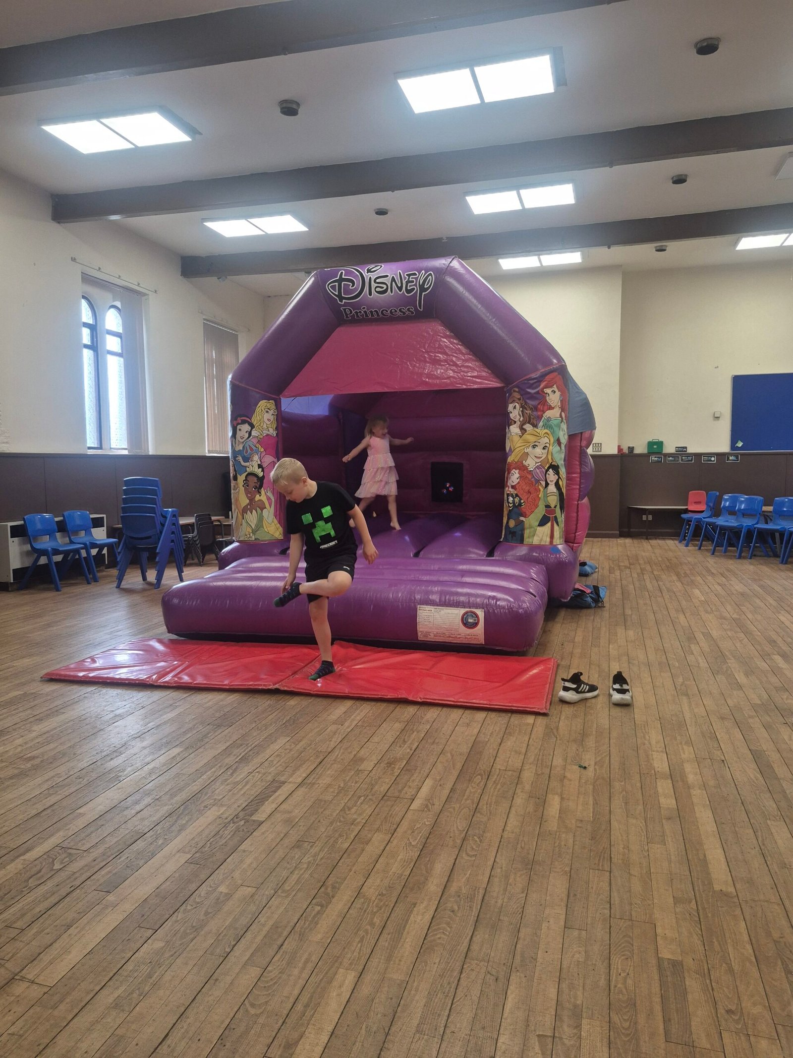 Disco Bouncy Cstles Pink Disney Princess Theme12ft Pink Purple Disco Bouncy Castles with light for kids