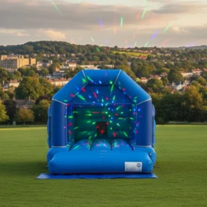 childrens disco bouncy castle blue