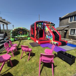childrens disco bouncy castle blue