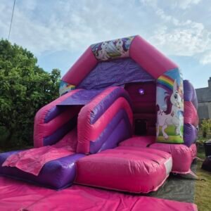 childrens disco bouncy castle blue