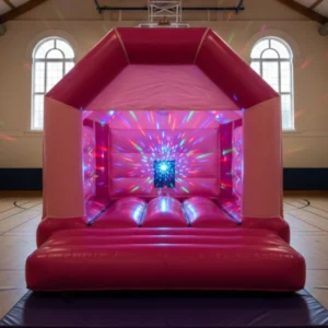 childrens disco bouncy castle pink